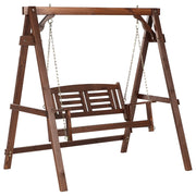 Dondolo da giardino rustico in marrone scuro massiccio stile tradizionale esterno