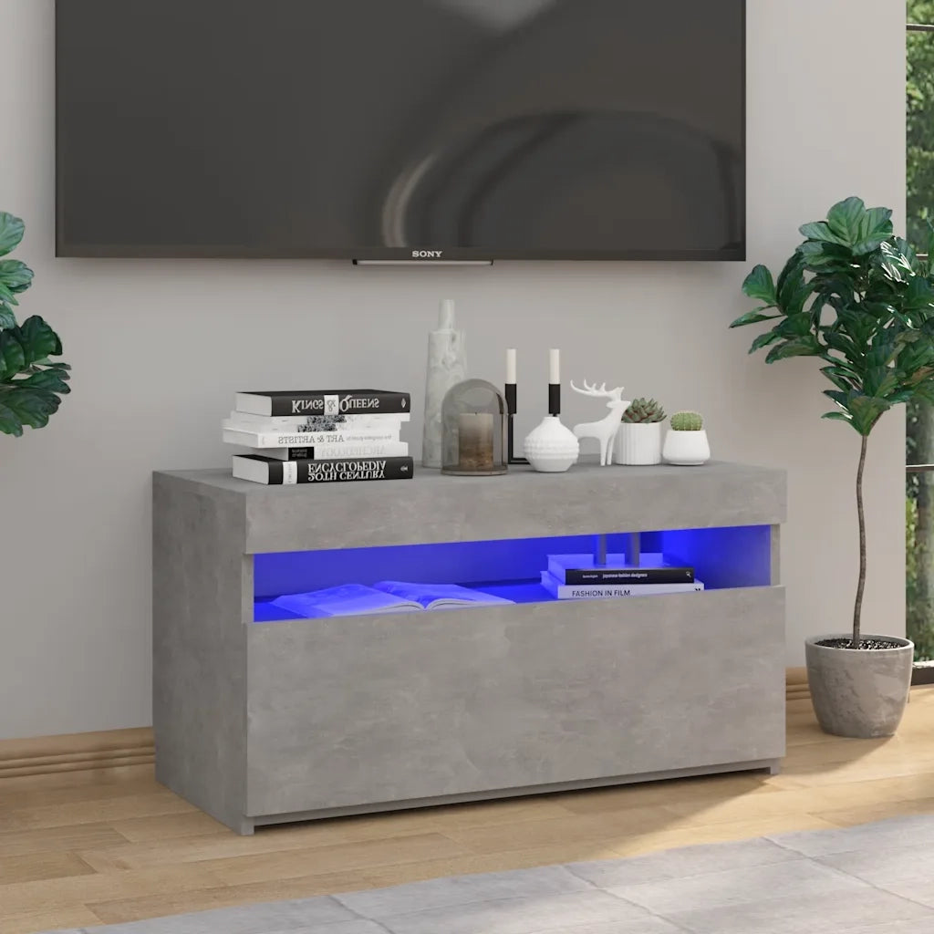 Mobile Porta TV con Luci LED-Mobile per TV-Credenza TV Grigio Cemento 75x35x40 cm
