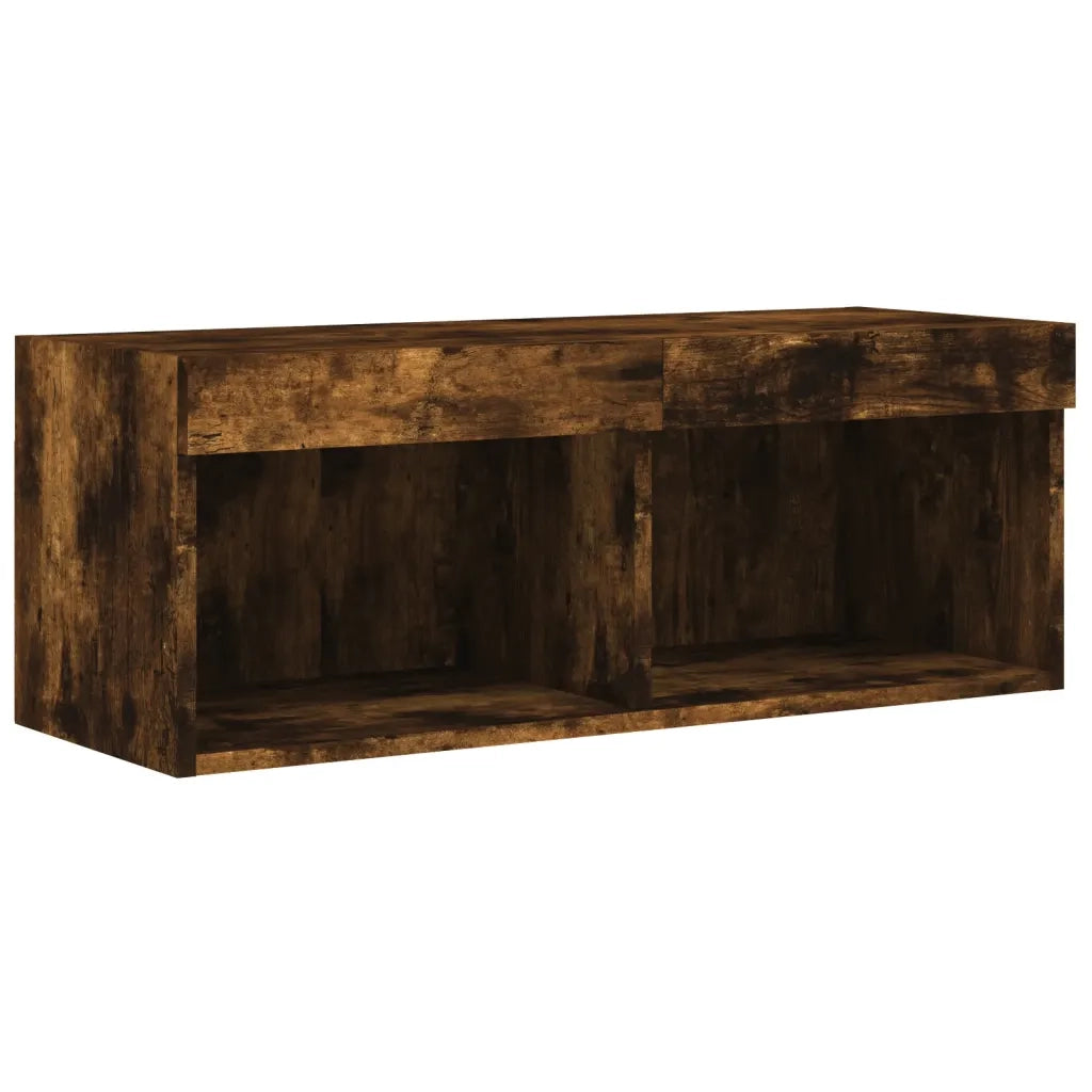 Mobili TV a Muro con LED 4pz Rovere Fumo in Legno Multistrato 3216658