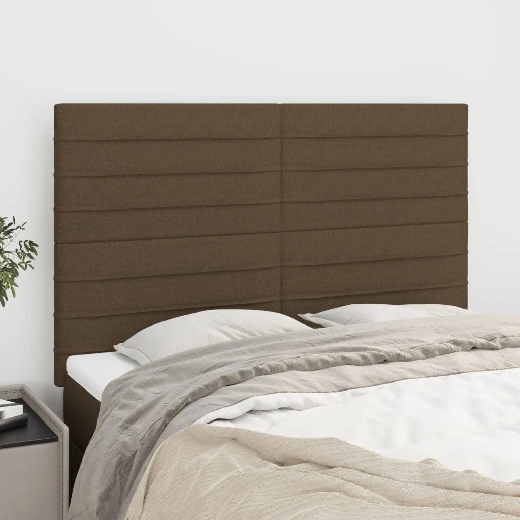 Testiera-Testata-Testiera Decorativa Marrone Scuro 144x5x118/128 cm Tessuto 125862