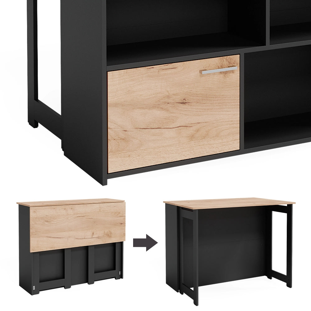 Vicco Tavolo bar alto Quercia dorata 116 x 37 cm 4x scomparti aperti e 1x porta