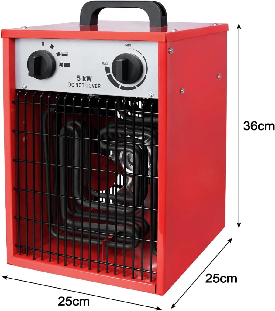 Termoventilatore 5 KW 400 V riscaldatore elettrico con cavo di alimentazione da 1,4 m, riscaldatore elettrico, 4 livelli di riscaldamento, protezione da sovraccarico per cantieri industriali