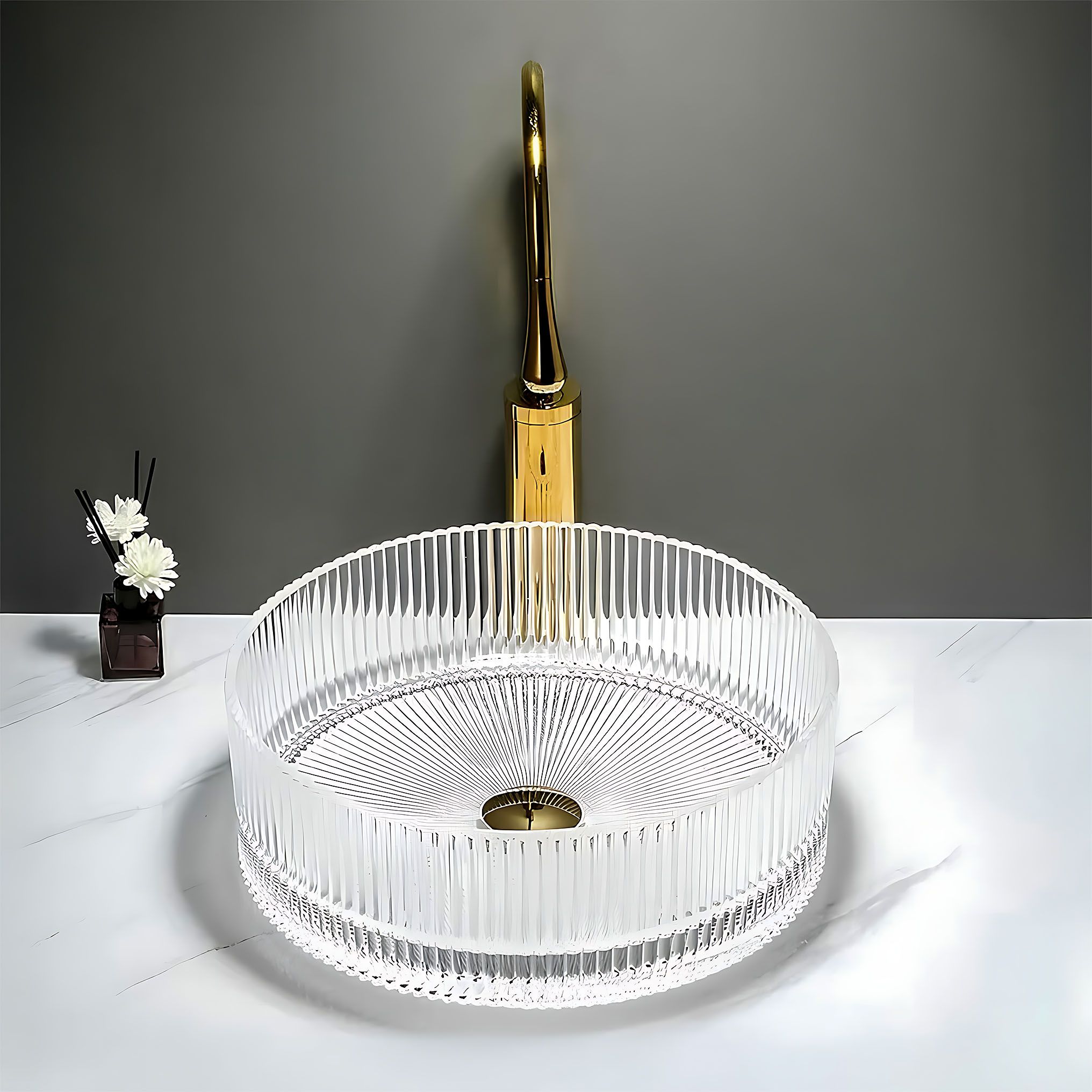 Lavabo Da Appoggio Rea Ingrid 35 Transparent