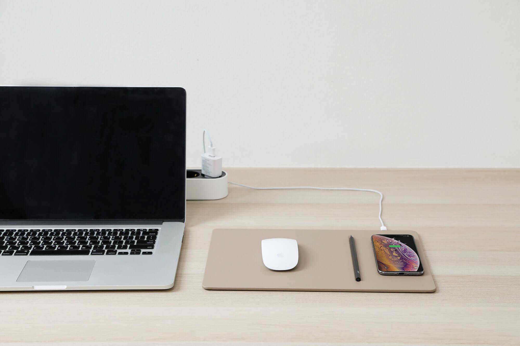 Tappetino per Mouse 34,6x22,5x0,5 cm con Base di Ricarica Wireless Veloce Caffè