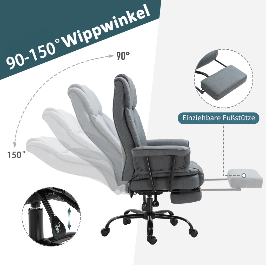Sedia da ufficio ergonomica reclinabile grigia