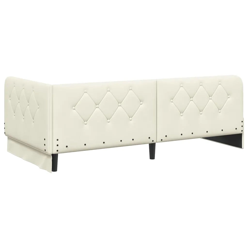 Cornice del letto ad angolo Crema 90 x 190 cm Velluto