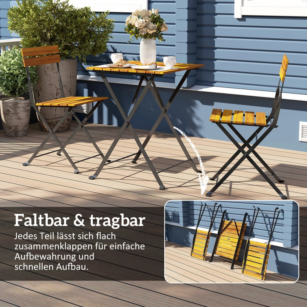 Tavolo da pranzo pieghevole con 2 sedie pieghevoli ¨C zephmum ¨C Teak