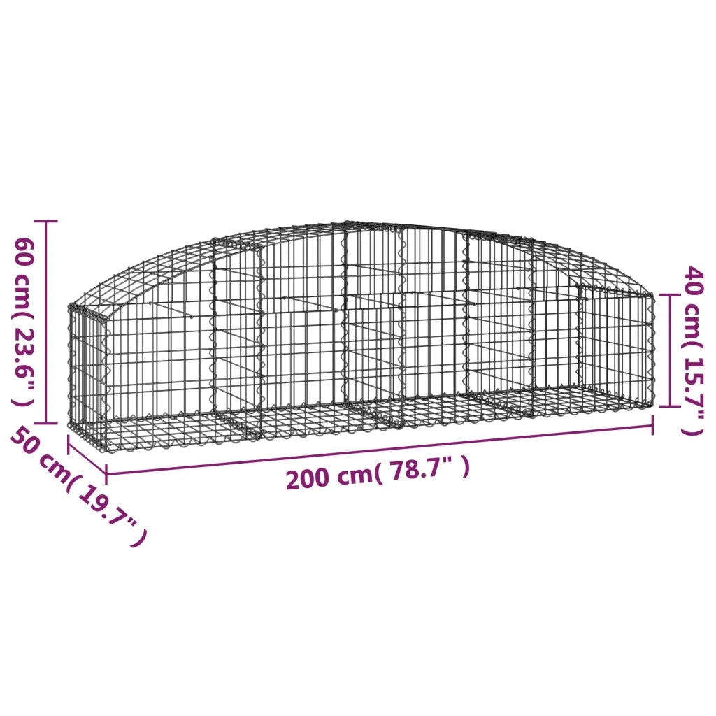 Cesto Gabbione ad Arco 200x50x40/60 cm Ferro Zincato 153472