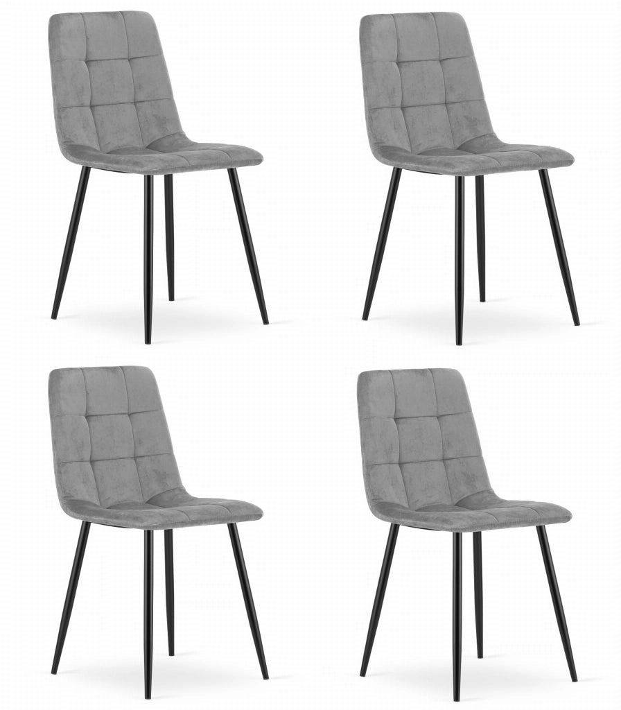 Sedia moderna Valora PYRA in velluto grigio chiaro con gambe nere x4