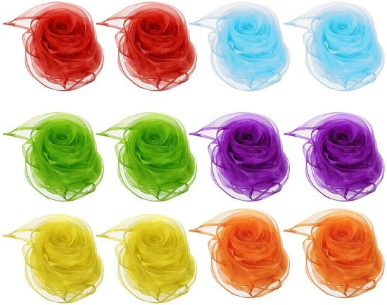 Squadre di ballo 12 pezzi - Sfere quadrati da jonglerare 61x61 cm - Tela chiffon - Decorazioni a ruote - Attività e spettacoli - Sfere da jonglerare per ballerini