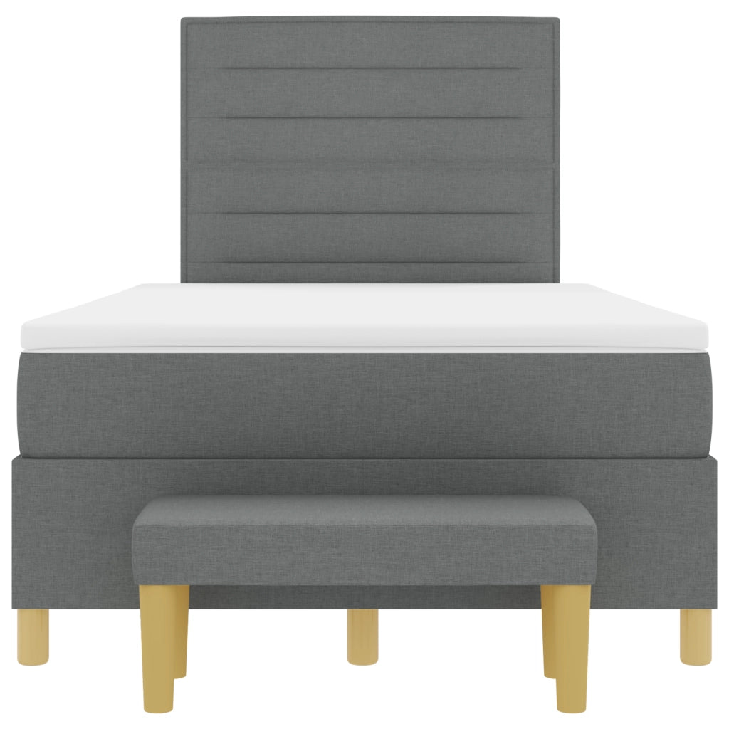 Letto a Molle con Materasso e Panca Grigio Scuro 120x200 cm Tessuto