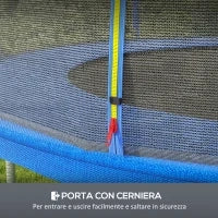 Rete di Protezione per Trampolini a 6 Pali con Ingresso con Cerniera, in PE, Ø305x180 cm, Nero e Blu