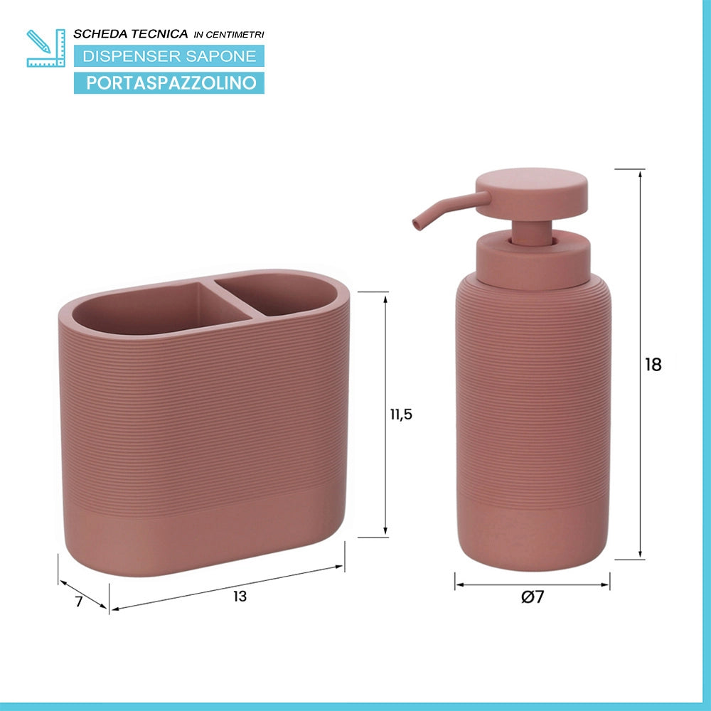 Set accessori bagno 4 pezzi in poliresina terracotta Marica