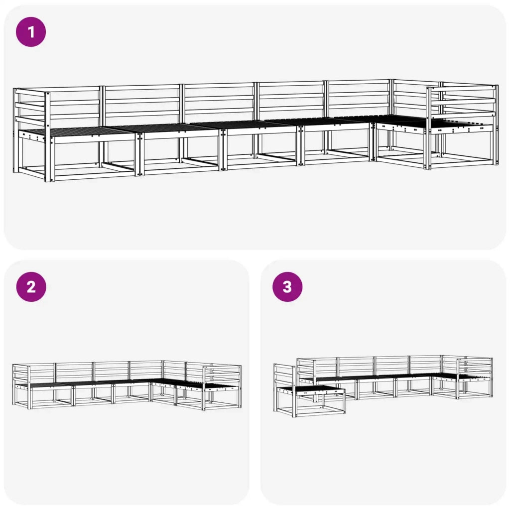Set di divani da esterno 6 pcs Bianco 404 x 166,5 x 73 cm 3386498