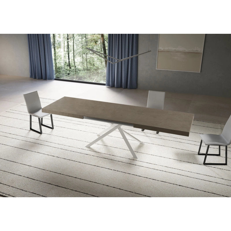 Tavolo allungabile 200/460x90 cm Niket telaio Bianche - Tortora