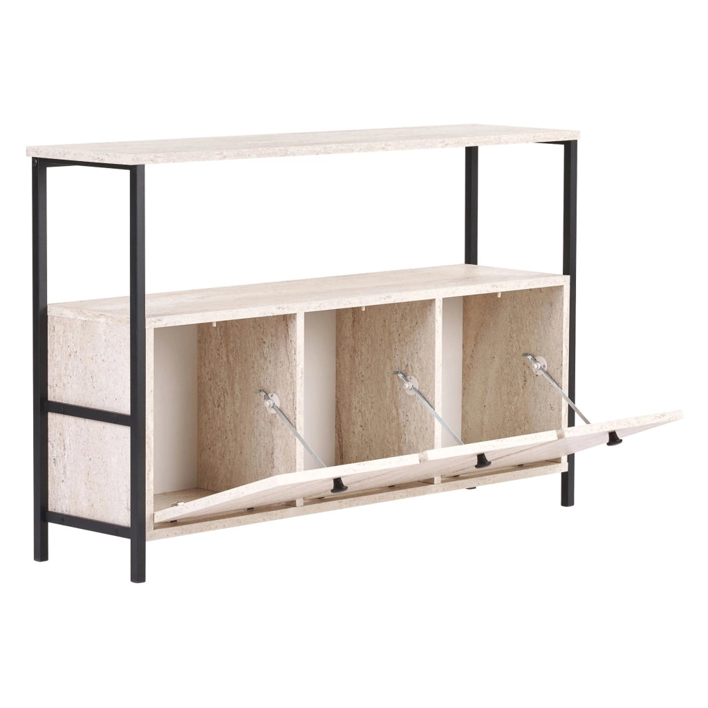 Madia Noda, Credenza 2 Ripiani, 120x30x77h cm Bianco Marmo