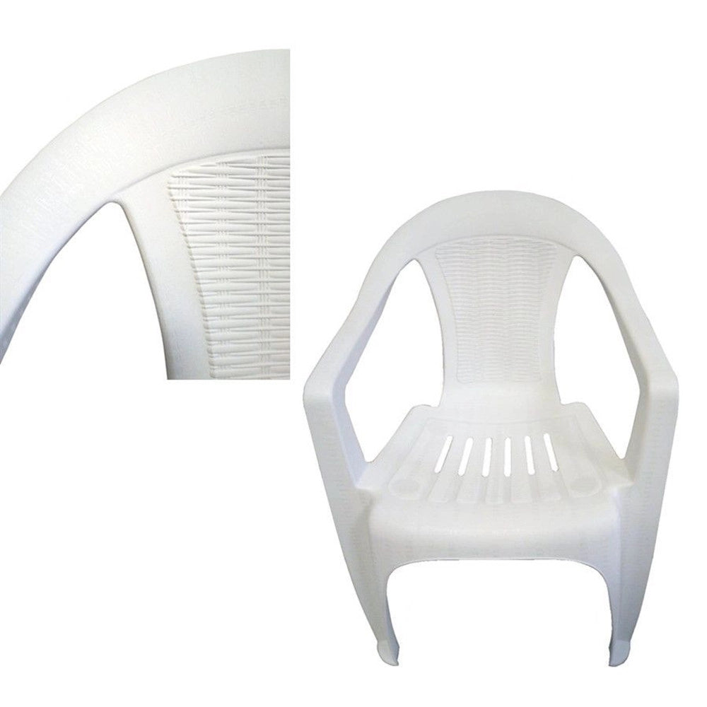 Trade Shop - Set 2pz Sedia Bianca In Plastica Monoblocco Impilabile Con Braccioli 53x43x78cm 007359 -