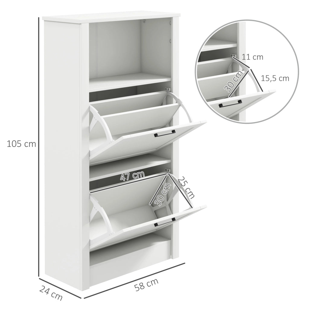 Armadio scarpe ¨C zephmum ¨C bianco 58x24x105 cm