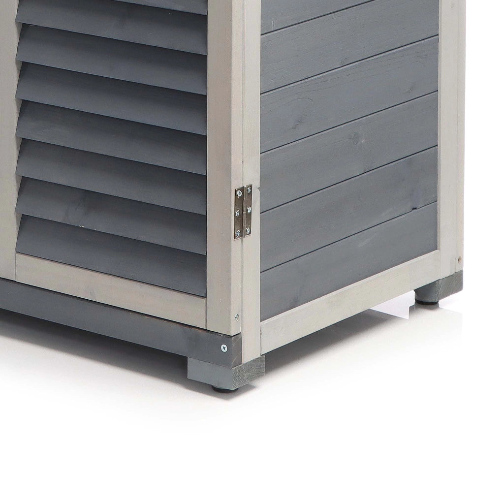 Armadietto grigio da esterno con piano di lavoro per giradinaggio, Mobile da giardino