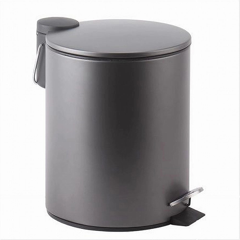Trade Shop - Pattumiera Acciaio Pedale 3 Lt Bidone Cestino Spazzatura Bagno Casa Grigio 87451 -
