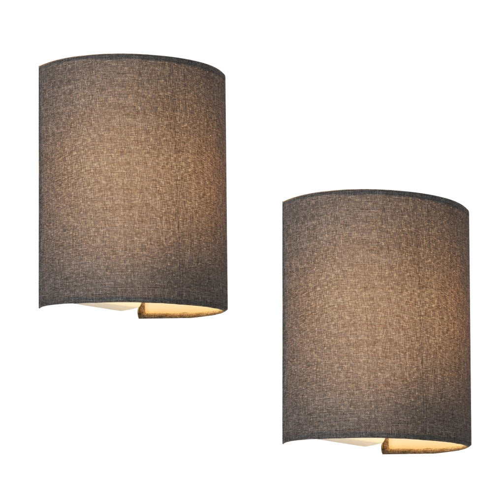 Set Brüssel di 2 Applique per Interni con Paralume Semicilindrico Grigio lux.pro