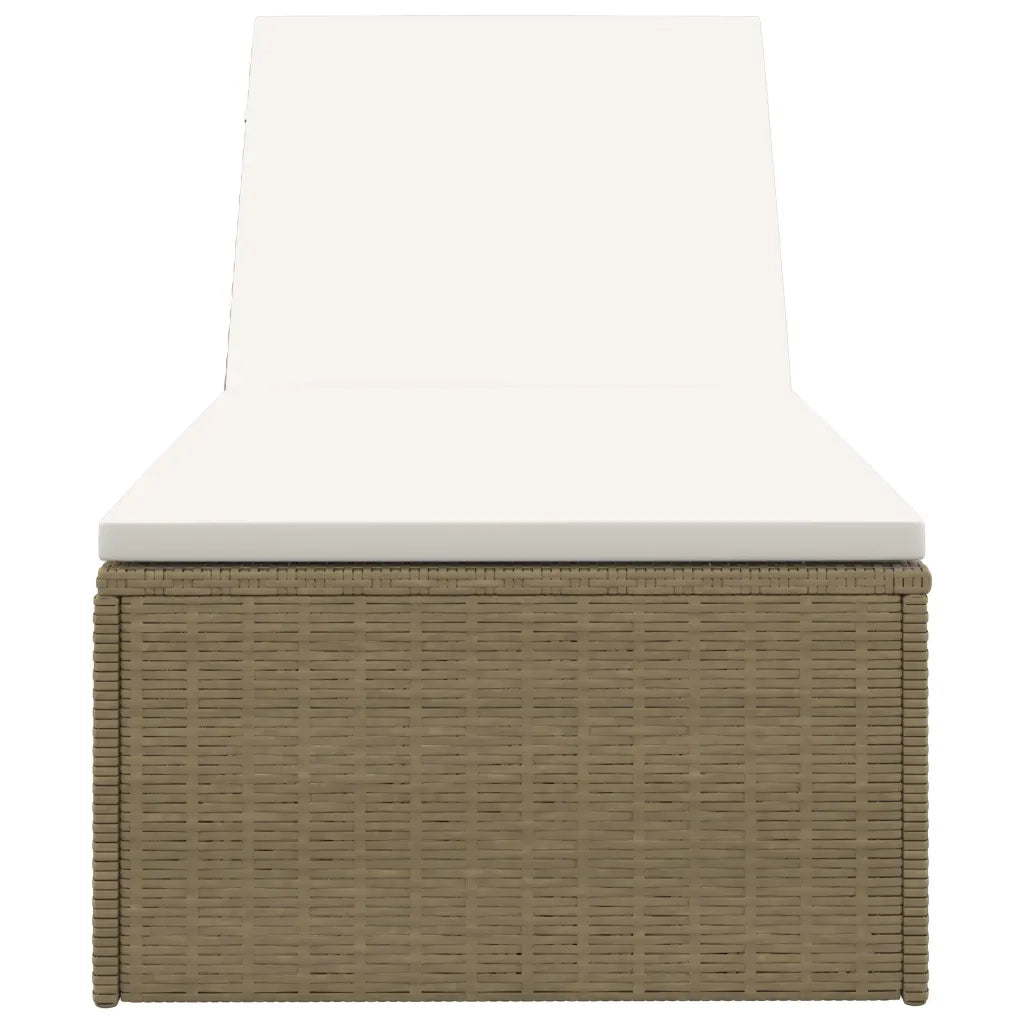 Lettino Prendisole in Polyrattan Marrone e Bianco Crema 310147