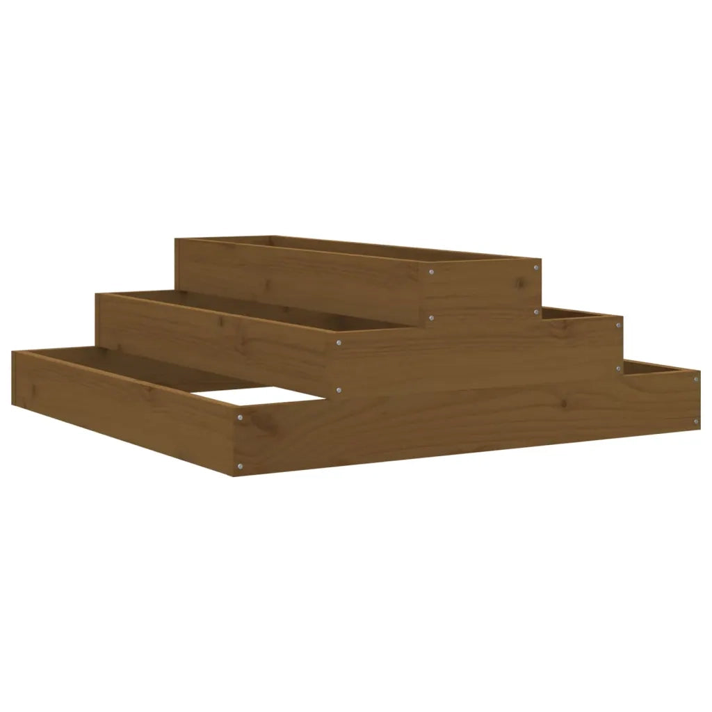 Fioriera Marrone Ambra 80x80x27 cm in Legno Massello di Pino