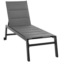Sdraio da Giardino Reclinabile su 5 Livelli Rivestimento Imbottito, Alluminio e Texteline, 72x168x102cm Grigio