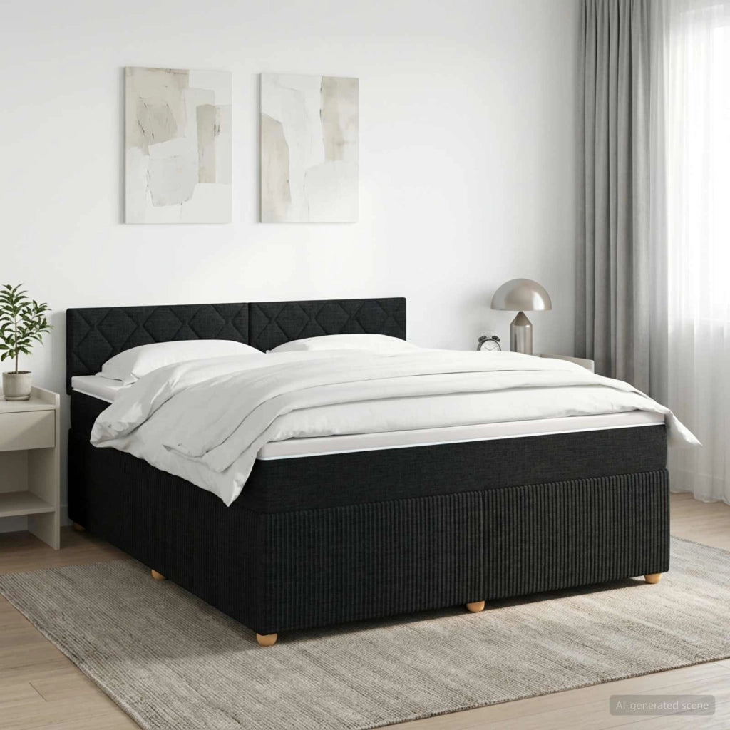 Letto box spring con materasso Nero 140 x 190 cm Tessuto 3451470