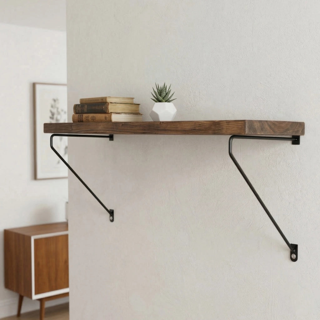 Dovadola, Mensola un Ripiano, 60x14x20h cm Marrone Naturale