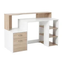 – Moderna Scrivania per Computer con Ripiani in Legno MDF 137 x 55 x 92cm