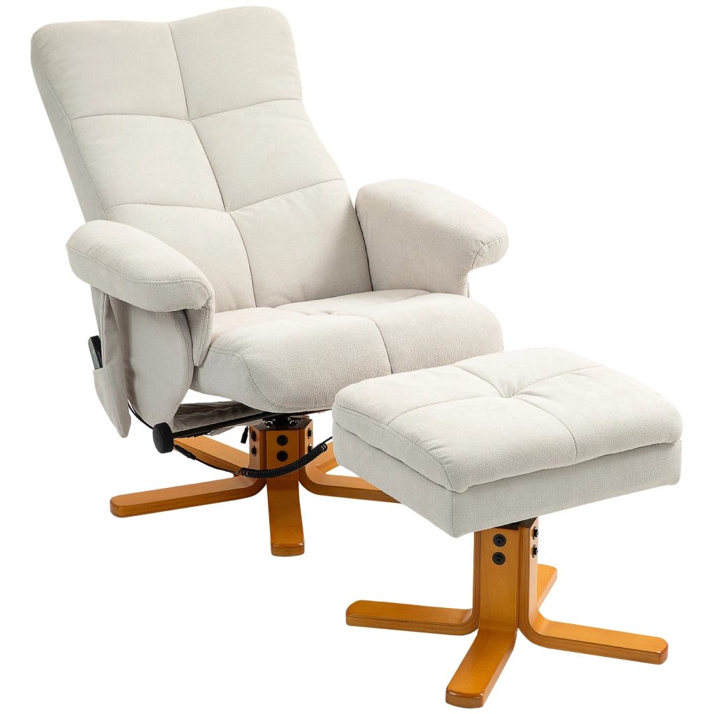 Poltrona relax reclinabile con massaggio e poggiapiedi ¨C Xylo ¨C tessuto poliestere crema