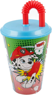 BICCHIERE IN PLASTICA CON CANNUCCIA 430 ML PERSONAGGI CARTONI: PAW PATROL