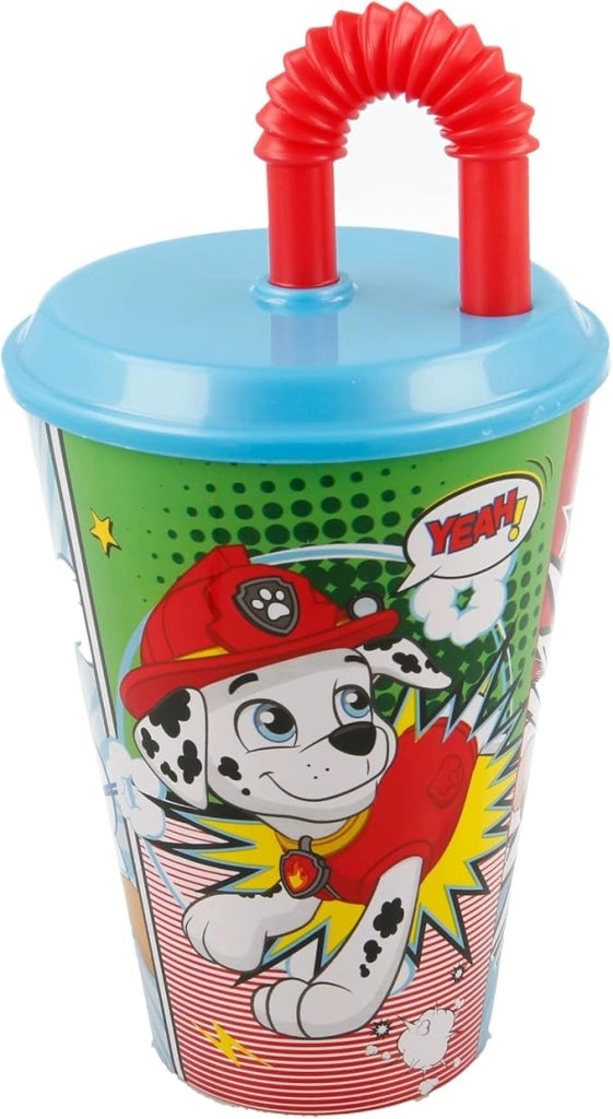 BICCHIERE IN PLASTICA CON CANNUCCIA 430 ML PERSONAGGI CARTONI: PAW PATROL