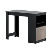 Tavolo angolare da bar 120 x 60 x 91,5 cm con pratico vano portaoggetti e portabottiglie di design in MDF nero 20_0013899