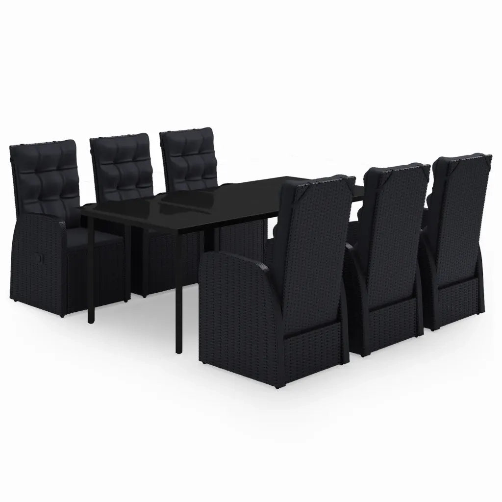 Set da Pranzo da Giardino 7 pz con Cuscini Nero 3099483