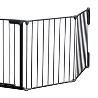 Cancelletto bambini per camino e stufa, nero, 5 elementi, 310 cm, montaggio a parete, Barriera per caminetto