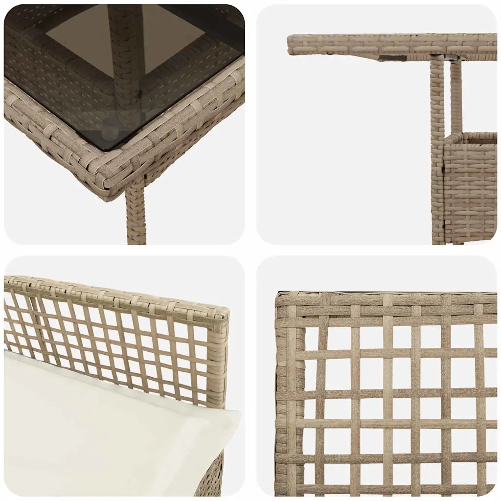 Set da Pranzo per Giardino 5 pcs Beige polyrattan 3334932