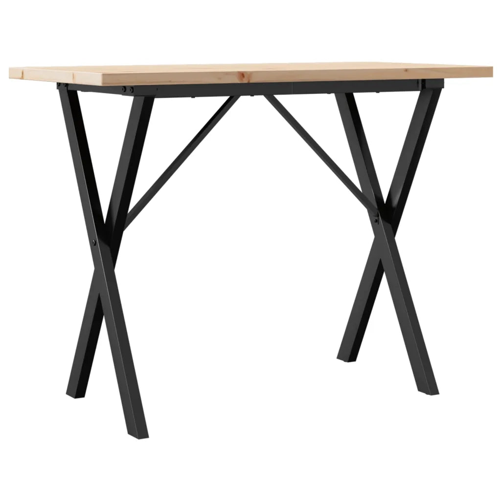 Tavolo da Pranzo Telaio a X 100x50x75,5 cm Legno Pino e Acciaio