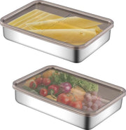 Contenitore in acciaio inossidabile per formaggio - contenitori per la conservazione del carne ad alta densità - organizzatori per la cucina - frigorifero - fondo elevato.