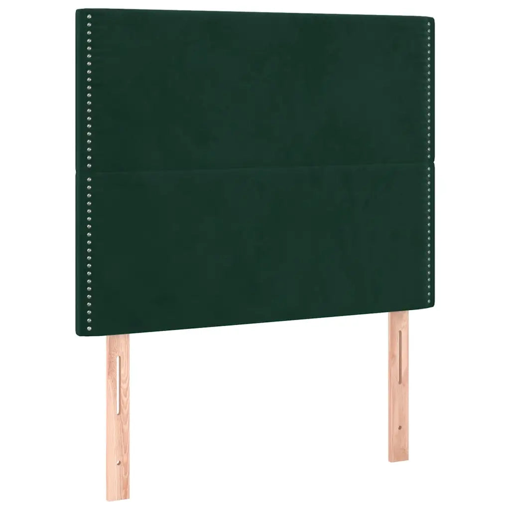 Letto a Molle con Materasso e LED Verde Scuro 100x200cm Velluto