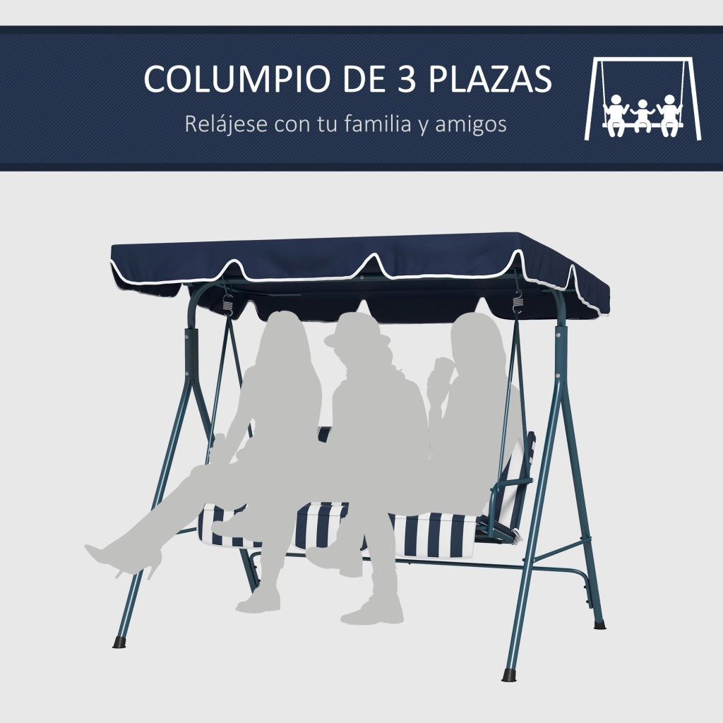 Altalena da Giardino 3 Posti con Cuscino e Tettoia ¨C zephmum ¨C Grigio/Bianco 172x110x153 cm