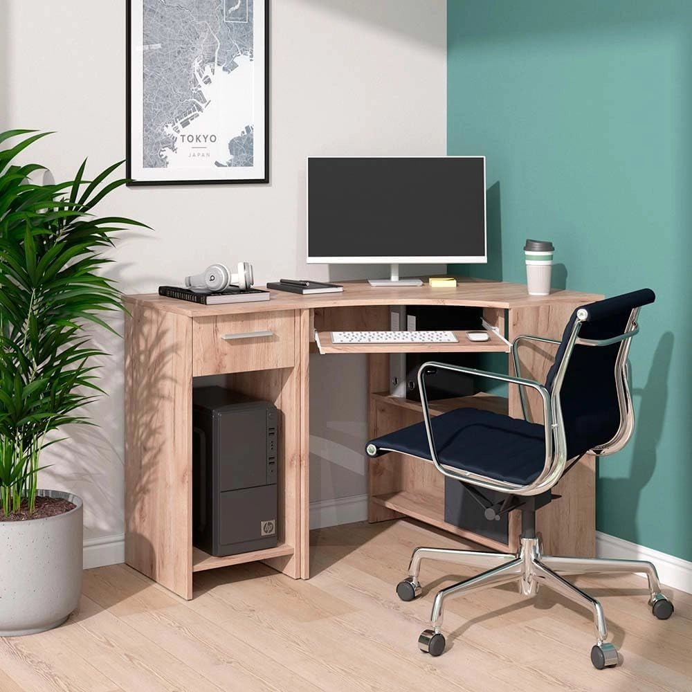 Scrivania angolare Odin, Sonoma, 83 x 76 cm Set con armadio PC