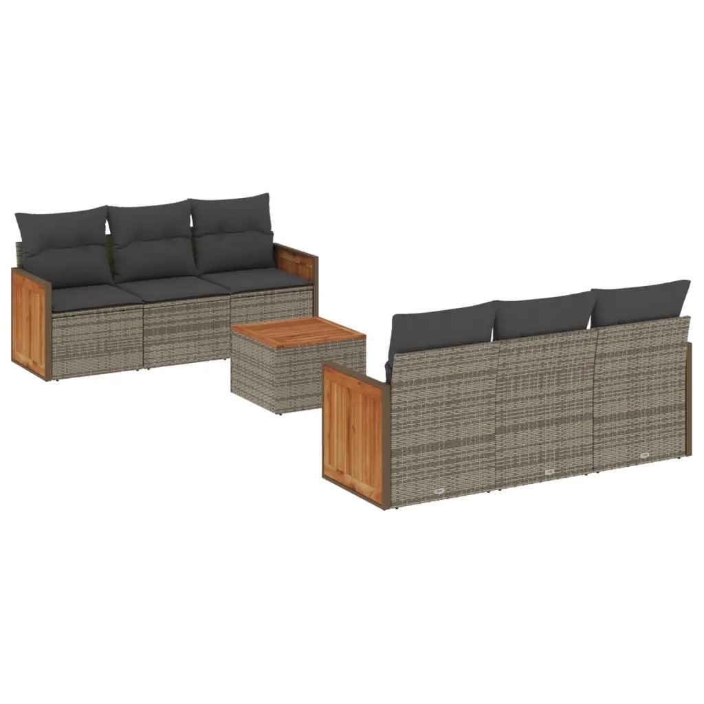 Set Divani da Giardino 7 pz con Cuscini Grigio in Polyrattancod mxl 88842