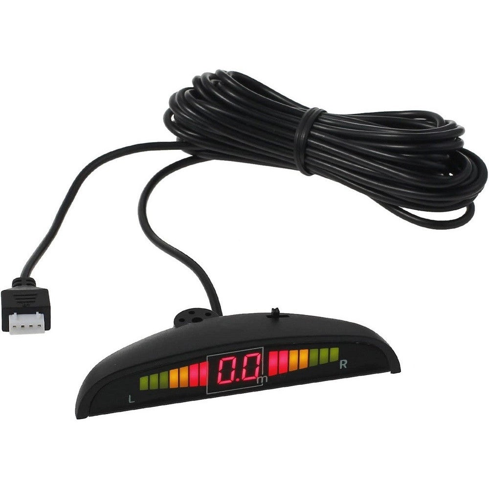 Trade Shop - Kit 4 Sensore Di Parcheggio Con Display Led Auto Sensore Posteriore Allarme Nero -