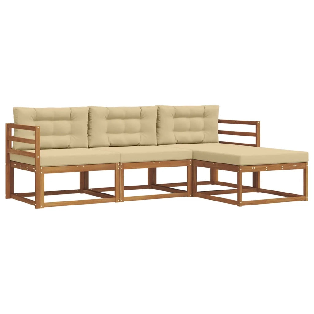 Set di divani da esterno con cuscino 4 pcs Naturale e Beige