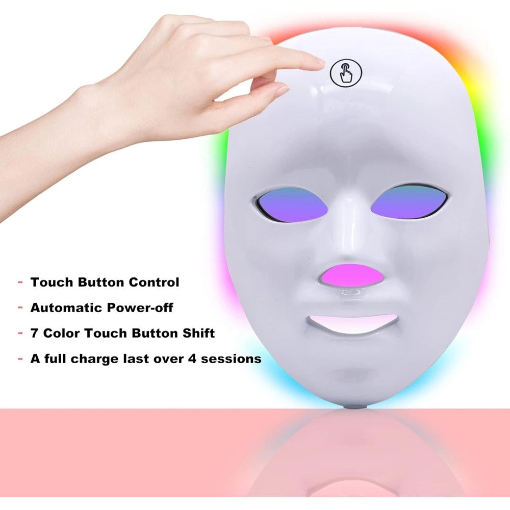 Trade Shop - Maschera Per Fototerapia A Led Con Trattamento Luce A 7 Colori Per Cura Pelle Viso -