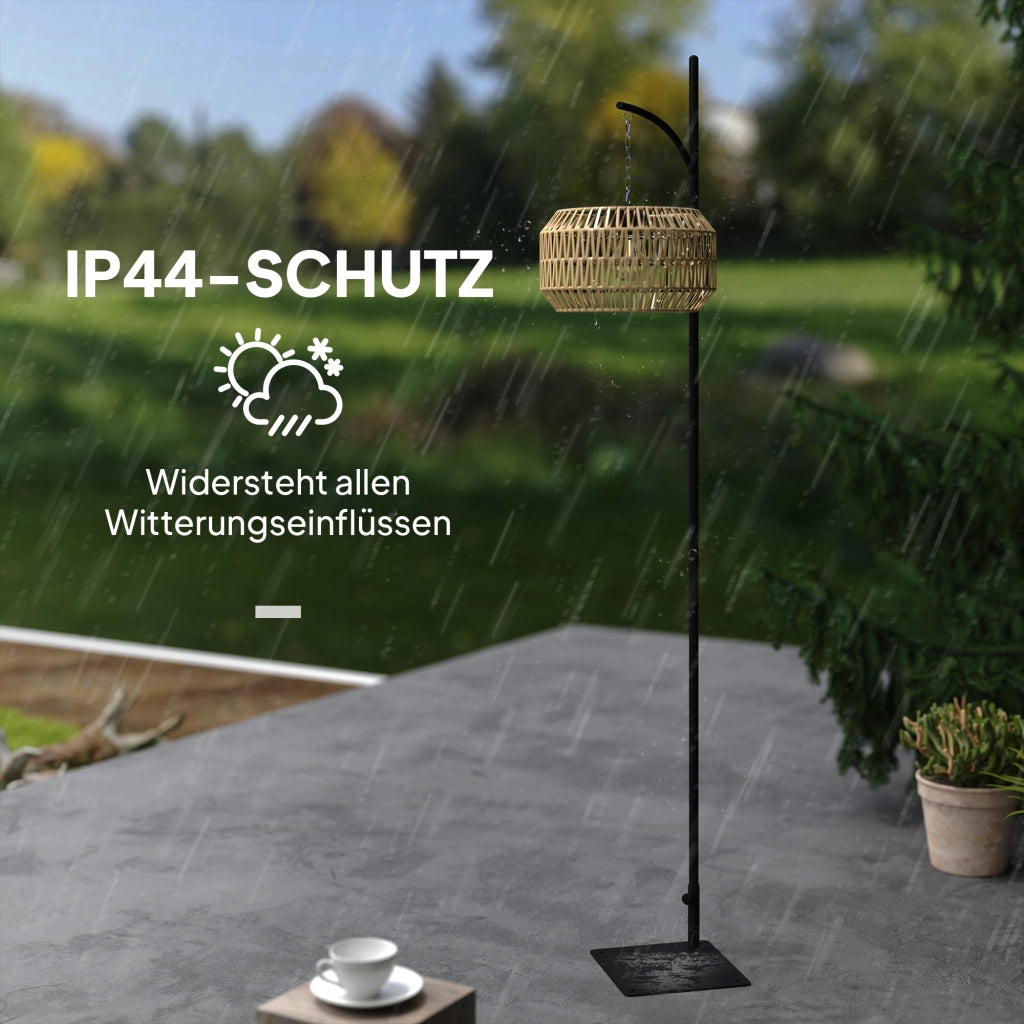 Lampada Solare da Esterno in Rattan con Sensore di Luce ¨C zephmum ¨C Nero e Giallo IP44