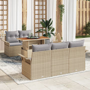 Set Divano Giardino da 6 Pezzi con Cuscini Beige Rattan Polimero