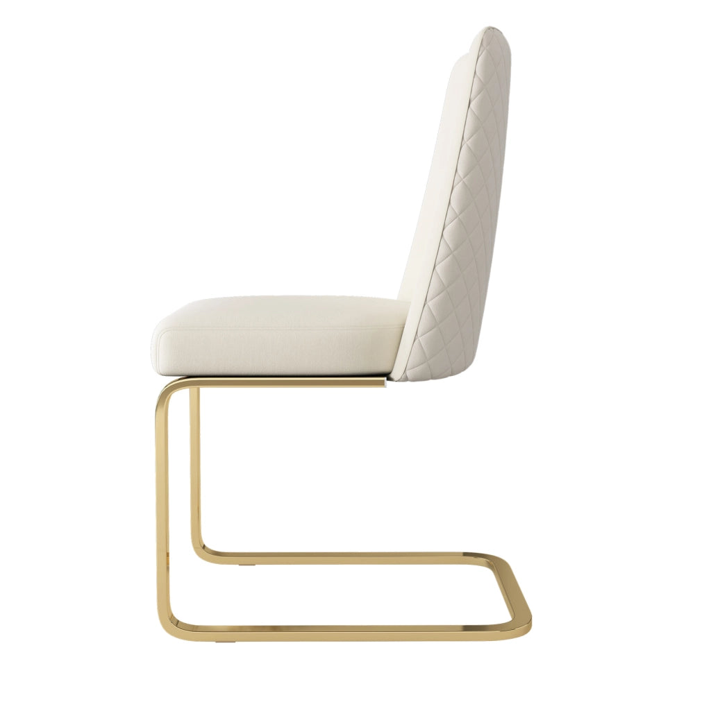 Set 4 sedie da pranzo in velluto beige con gambe in metallo